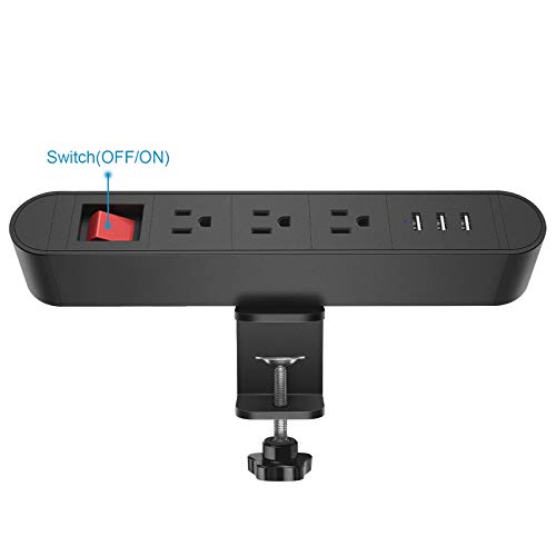 Desktop Edge Power Outlets with USB Ports,Desk Clamp Power Strip