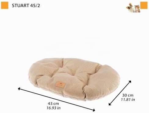 Almofada Stuart 45/2 para cães e gatos, dupla face, tweed e veludo macio, lavável, azul, XS