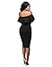 Women Sexy Off The Shoulder Ruffle Slim Fit Bodycon Cocktail Party Midi Dress Black L