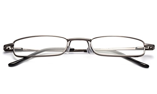Newbee Fashion - Ultra Slim Compact Unisex Light Weight Spring Temple Reading Glasses w/ Portable Pocket Clip Aluminum Case 2 Pack