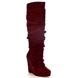Spirit Moda Emma-1 Women's Slouchy Platform Wedge Heel Knee High Boots