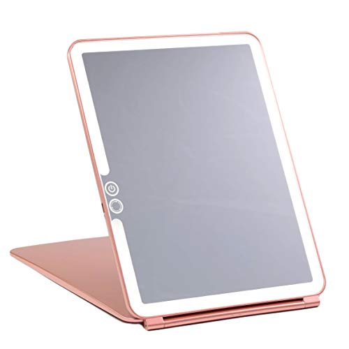 LUNA-London-Eclipse-LED-Lighted-Travel-Vanity-Makeup-Mirror-3-Colour-Light-Compact-Portable-Lighted-Rechargeable-Illuminated-Mirror-Perfect-for-Travel-Makeup-Beauty-Needs-Rose-Gold