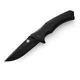 QSP Smooth Opening Folding Pocket Knife Ball Bearing System, 440C Blade G10 Handle, 5.2'' Closed, Man's Gift, (Black Titanium Coated Blade, Black G10 Handle)