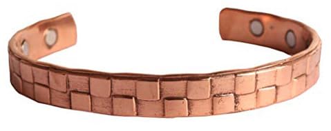 Touchstone Copper magnetic bracelet Tibetan style. Hand forged with solid and high gauge pure copper. Elegant brick pattern.