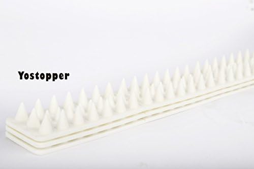 Yostopper Bird Spikes Cat Repellent Fence for Anti-Climbing Security on Wall Window Railing, Set of 3×57”, White