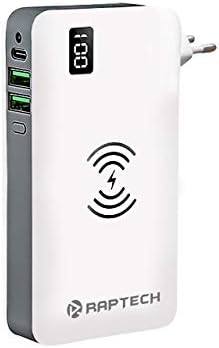 Raptech RT-02 Intelligent Charger with 3 amp Wireless Charging Power Bank Capacity 17600mAH with Lithium Ion Polymer (White)