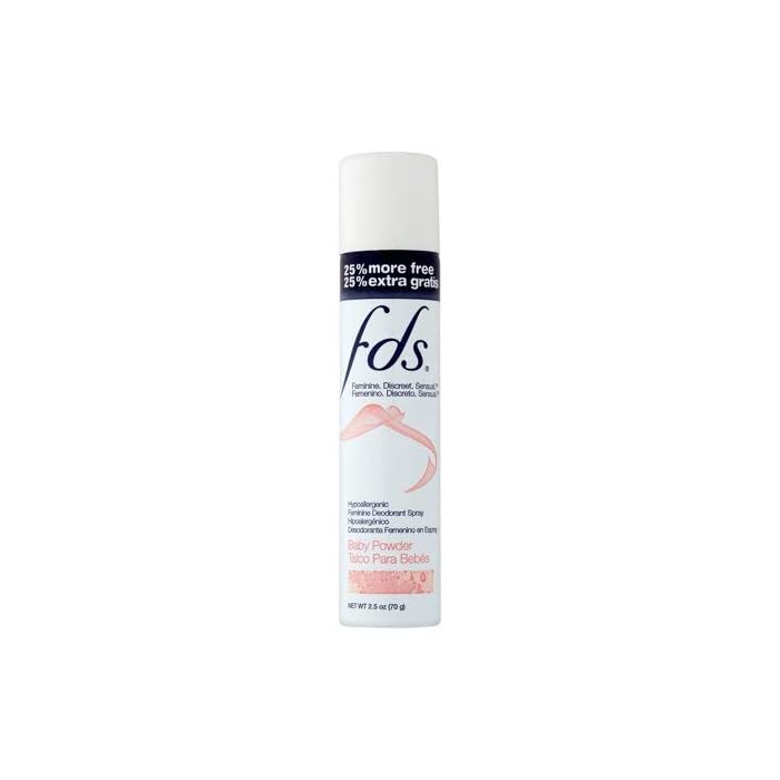 FDS Lot of 2 fds feminine deodorant spray 2.5oz hypoallergenic baby powder, 2.5 Ounce
