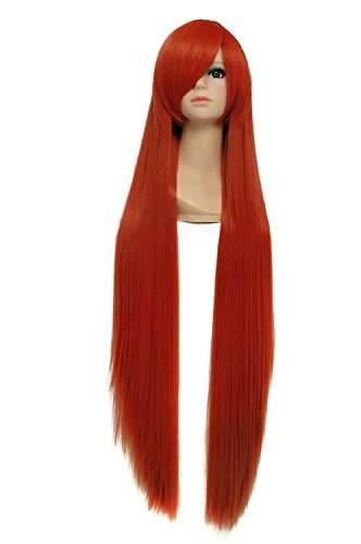 Icoser 100cm Brown Long Straight Synthetic Hair Anime Cosplay Party Wigs for Women