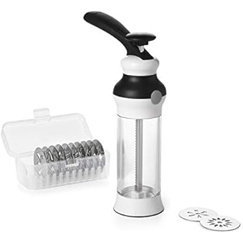 OXO 1257580 Good Grips Cookie Press with Stainless Steel Disks and Storage Case,White,100