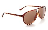 Zoom Classic Sunglasses Plastic Aviator Tear Drop Shape with Double Brow, Tortoise Color Frames/Brown Color Lenses, Large