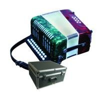 Mirage B6108GTC 2-Row Button Key Diatonic Accordion in Marbleized Tri-Color Mexican Flag-Style Finish