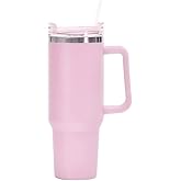 Simply Modern 40 Oz Tumbler Simple Stainless Steel Water Bottle Cup with Handle and Straw Vacuum Insulated for Hot Iced Coffe
