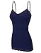 RT1004 Ladies Adjustable Spaghetti Strap Lace Trim Long Tunic Cami Tank Top Navy S