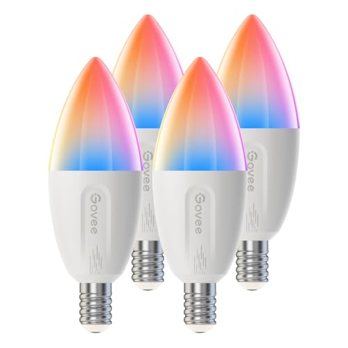 Govee Smart Light Bulb E14, RGBWW LED Lamp, Works with Matter, Alexa, Google Assistant, Smart Bulb E14 Light Bulb 450 LM, Dimmable with 16 Million DIY Colours, 54 Scenes, Pack of 4