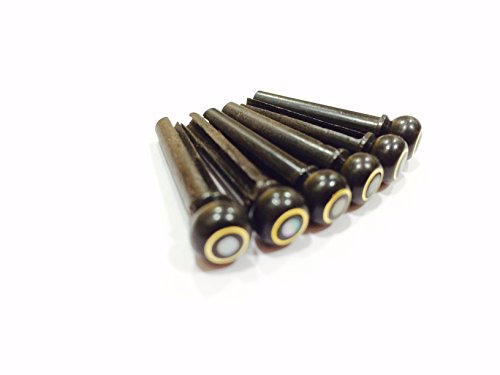 Indian Ebony Acoustic Guitar Bridge Pins made with Parisian Eye - Mastergrade Pack of 6 pins