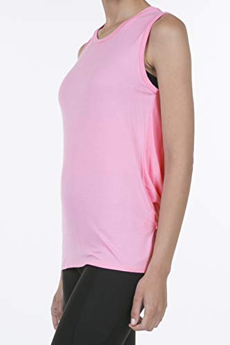 iliad USA 9056 Women's Backless Yoga Workout Active Loose Knotted Back Tank Top Love Pink 2XL