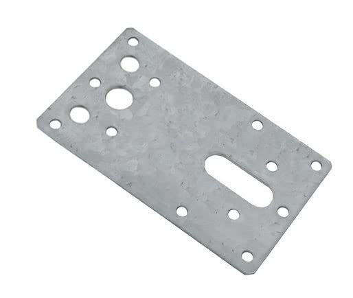 BPC Fixings Galvanised Flat Connector Plate 10-Piece Set, 100 mm Length x 60 mm Width, Silver