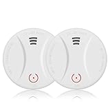 2 Pack 10 Year Battery Operated Smoke Detector and Fire Alarm with Photoelectric Sensor,Easy to Install with Test Button
