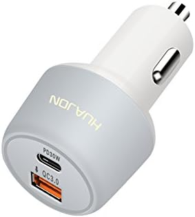 HUAJON USB C PD Car Charger with Power Delivery 30W Quick Charge 3.0 Dual USB Fast Charge for Nintendo Switch, iPhone X, Macbook, Pixel C, Galaxy S9, LG V30, HTC10 and more