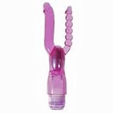 Aphrodisia Purple Jelly Waterproof Multispeed Vibrating Vagina Anal Dual Vibrator Sex Toy For Women [As on picture]