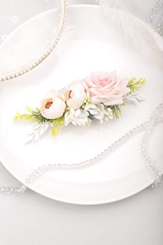 Kercisbeauty Floral Bridal Boho White Hair Comb Photo Shoot Hair Wreath Crown Spring Wedding Hair Piece Barrette Prom Girl