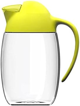 Drizom Non-Drip Glass Oil & Vinegar Container And Dispenser Bottle With Automatic Cap & U-shaped Nozzle , Leakproof, Automatic Stopper, Precise-Pour Spout, And Non-Slip Handle,21oz (YELLOW)