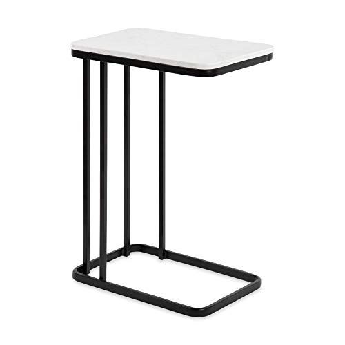 Kate and Laurel Credele C-Tisch mit Metallakzenten, Metall/Stein, weiß/schwarz, 12x18.5x27