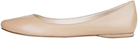 queenfoot Women's Genuine Suede Leather Pointed Toe Comfortable Ballet Flats Casual Pumps Shoes Nude Genuine Leather 12 B(M) US