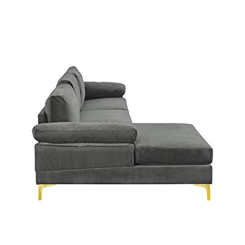 Casa Andrea Milano llc Modern Large Velvet Fabric Sectional Sofa, L