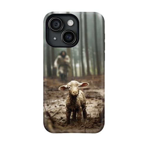 Photo 1 of Jesus and Lamb Phone Case, Jesus and Lost Sheep Christian Phone Case Cover (iPhone 11 Pro Max)