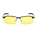 AMZTM Night Vision Goggles Semi-rimless Glare Reducing Glasses For Night Driving Polarized Sunglasses For Women and Men (Grey Frame and Yellow Lens, 66)