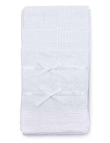 Selected Hanky 100% Cotton Men's Handkerchief White with Stich 6 Pcs