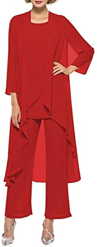 HIDRESS Women's Three Pieces Mother of The Bride Dresses Chiffon Pant Suits BQ133