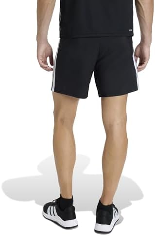Homme Workout Essentials Base 3 Stripes Woven Short Shorts, Black/White, M 7 inch
