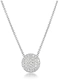 Harcourt Jewels Women's 14K White Gold 16" Long Micropave Diamond Disc Pendant (.38 Cttw, Vs Clarity), One Size