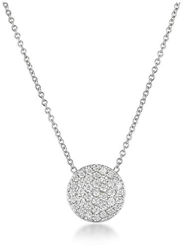 Harcourt Jewels Women's 14K White Gold 16" Long Micropave Diamond Disc Pendant (.38 Cttw, Vs Clarity), One Size
