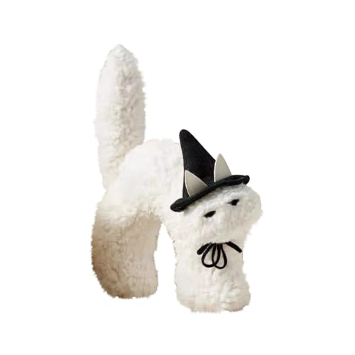 Halloween Witch Cat Hat Shaped Plush Pillow Frightened Cat Shaped Pillow Witch Kitten Stuffed Animals Toy Halloween Decorative Gift for Women Girls