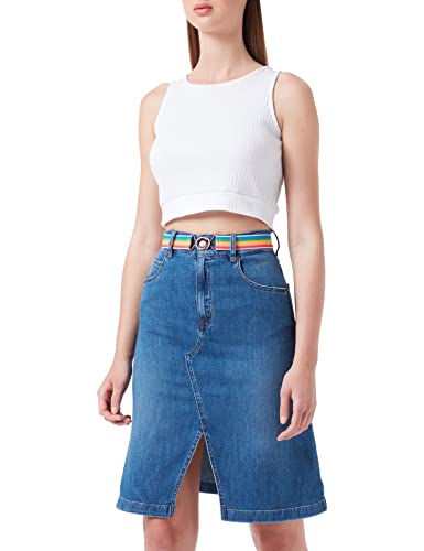 Love Moschino Light Linen-Tencel Blend Denim Falda, Medio De Mezclilla Azul, 42 para Mujer