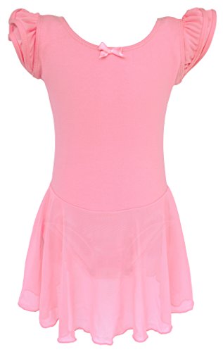 Dancina Girls Skirted Leotard Dress Ballet Dance Flutter Sleeve Cotton Lining