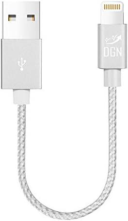 DGN Gadgets iPhone Cable 1 FT Nylon Braided Lightning Charger to Cable Data Syncing Cord Compatible with iPhone 7/7 Plus/6S/6S Plus,SE/5S/5,iPad,iPod Nano (1 Feet - Silver)