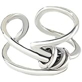 Rotatable Layered Wire Vintage Anti Anxiety Open Rings 925 Sterling Silver Personalized Stress Relief Adjustable Statement Fidget Spinner Braid Rings for Women Dainty Expandable Stacking Worry Knuckle Rings Gifts Bff