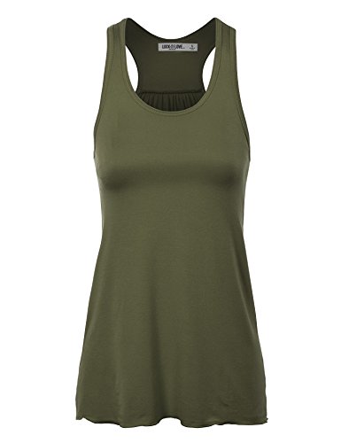 Ll wt830 womens everyday racer tank m olive_rayon