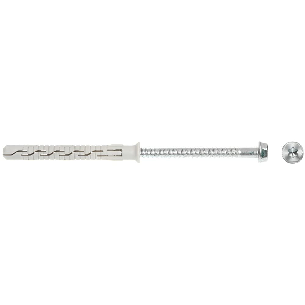 Wall Frame Mounting with Nylon Plug 8.0 x 80 Hex Head Screw with Flange TX Socket KPS-FAST K Pack of 50