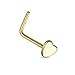 BodyJ4You Nose Stud L-Shape Screw Ring 20G Heart Goldtone Steel Nostril Girl Women Authentic Piercing Jewelry
