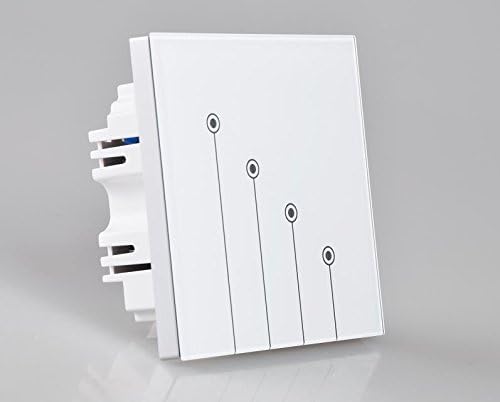 WALLPAD C6 4 Gang 2 Way Intermediate White Crystal Glass Frame Wall Light Touch Switch, Ultra Sensitive