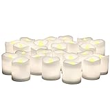 LED Flameless Candles - Set of 24 Flickering Votive Candles - Banberry Designs - LED - Flame Free Votive Candles