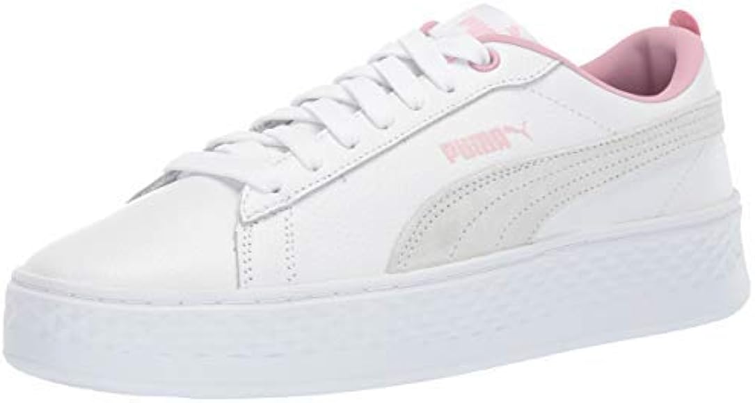 white and pink platform sneakers