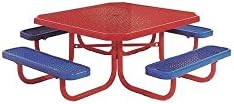 46 in. Portable Preschool Table in Blue &amp; Red Finish (Square - Perforated)