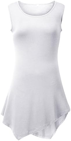 SiYuan White Women's Sleeveless Shirts Comfy Tunic Tank Top Various Hem Dress S