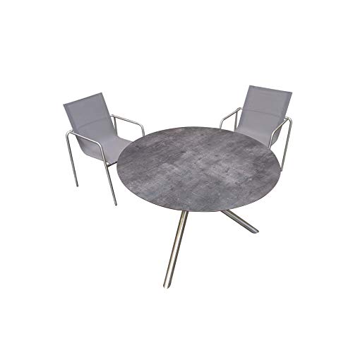 Ploß Carlos Dining-Tisch, Anthrazit-Mamoriert, Edelstahl/HPL, 110x110 cm, Kreuzfuß, robust, rund – Bild 6